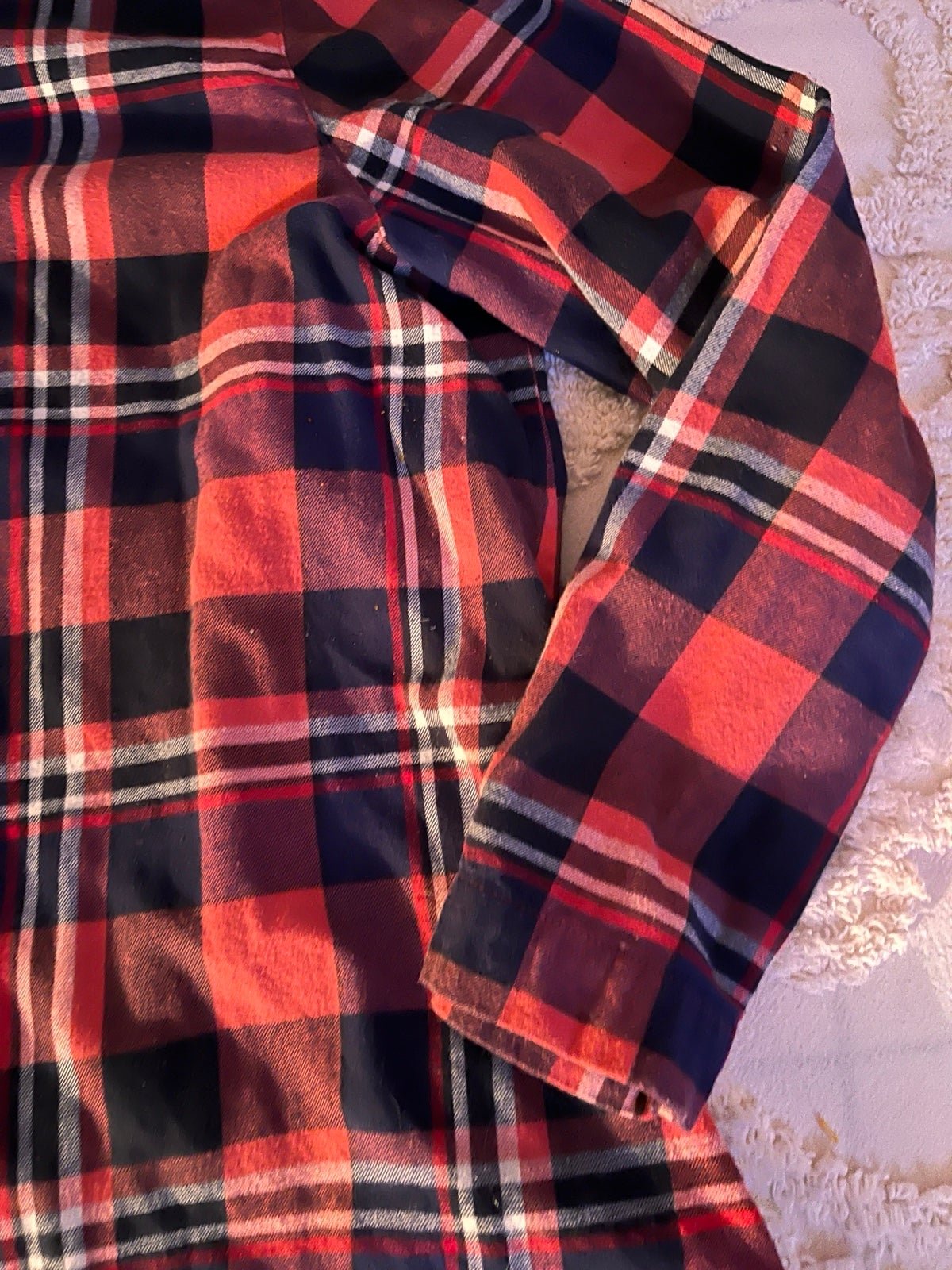 High quality Coldwater Creek Orange Plaid Flannel Cotton Sleepwear Button Shirt~sz. L N8zykjs5P Zero Profit 