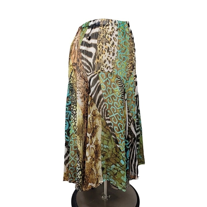 Affordable Vtg Flair Skirt size Medium Layered hem floral Light Animal Print Art To Wear P18gCCdiI High Quaity