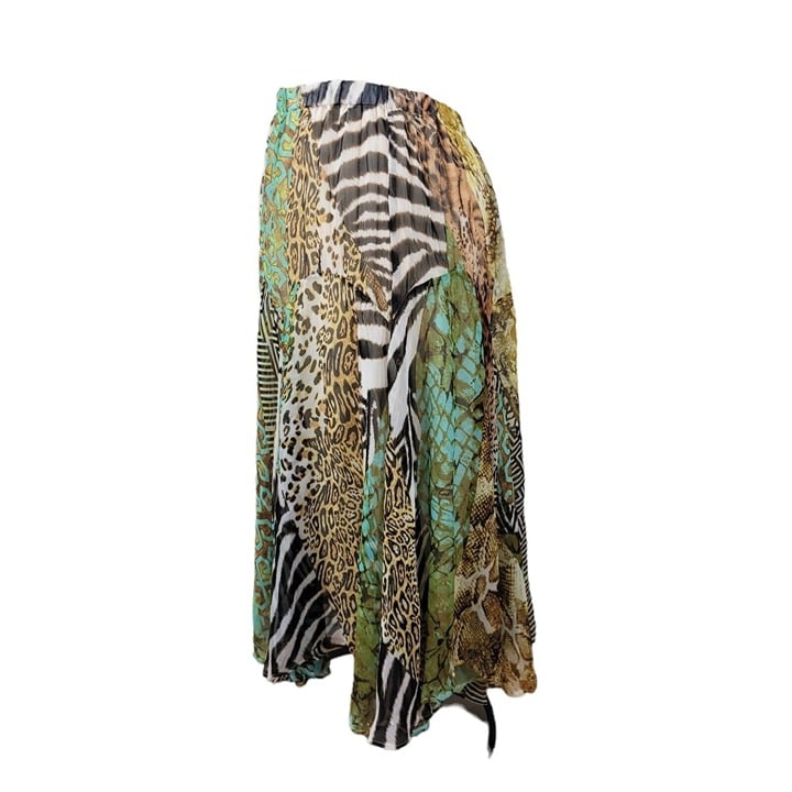 Affordable Vtg Flair Skirt size Medium Layered hem floral Light Animal Print Art To Wear P18gCCdiI High Quaity
