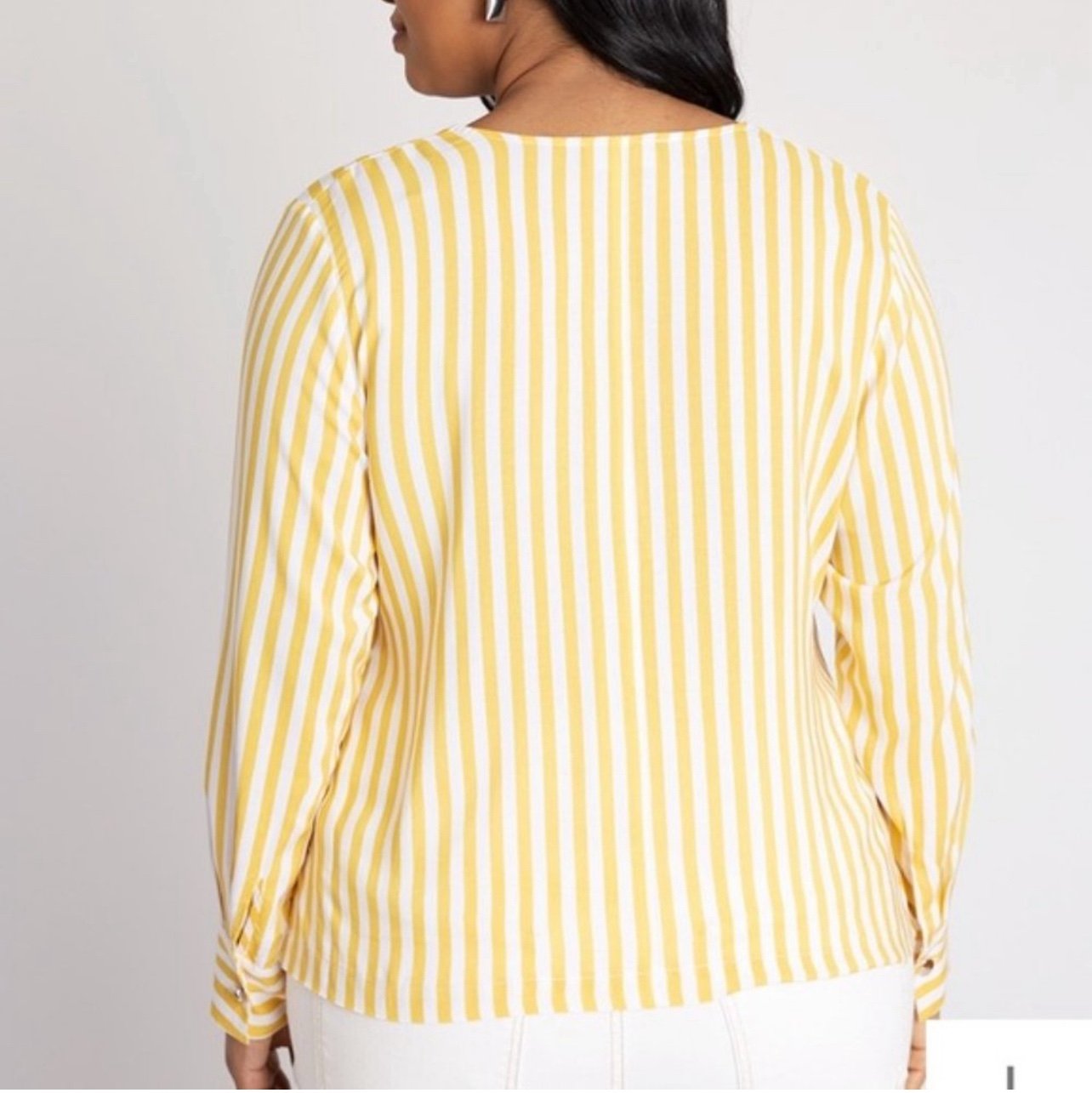 Special offer  NEW Eloquii Yellow Striped Crossover Blouse Top MMkFWXmls Great