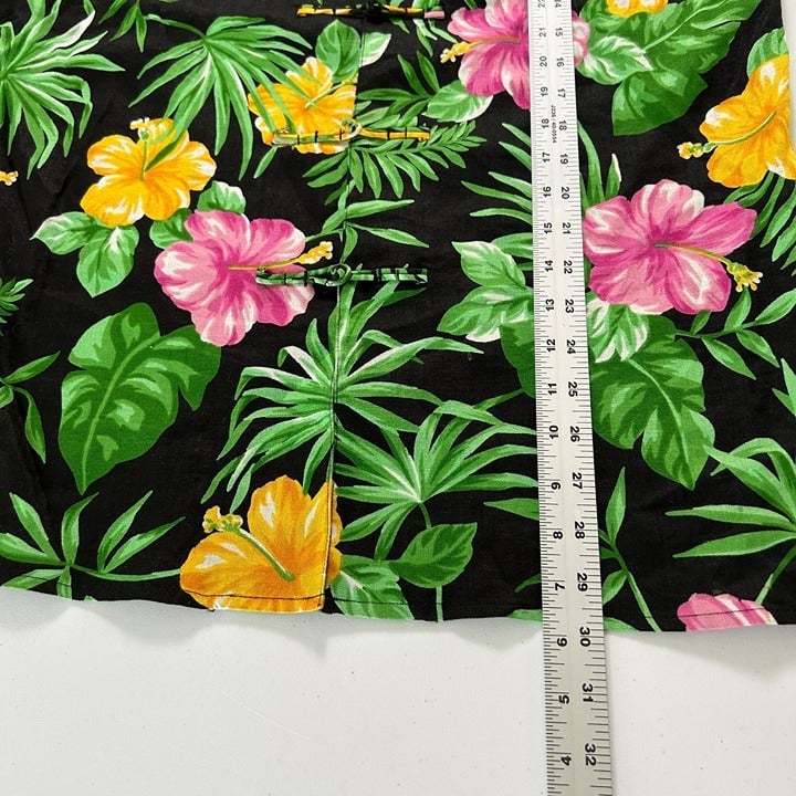Custom Lauren Ralph Lauren Top Womens M Green Floral 3/4 Sleeve Tunic Linen Tropical n9jIwEjlb well sale