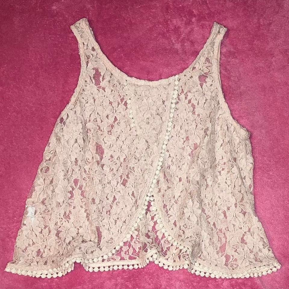 save up to 70% Light pink lace open back cropped tank t