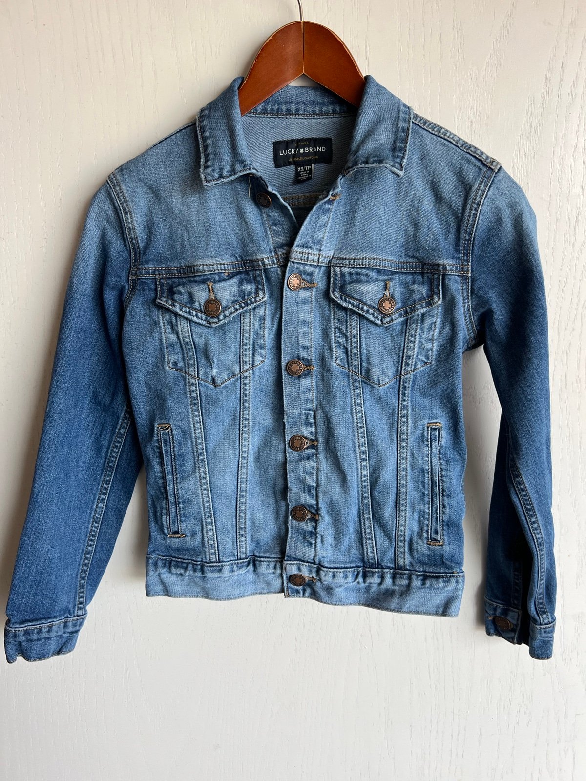 the Lowest price Lucky Brand Jean Jacket Womens XS Tomboy Trucker Blue Dark Wash Denim OkwRT2o24 Hot Sale