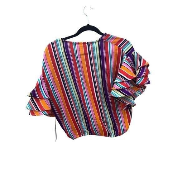 cheapest place to buy  Truth Women´s Multi Color Ruffle Sleeves Faux Wrap Top Size Medium NWT hdX8FpUQI Cheap