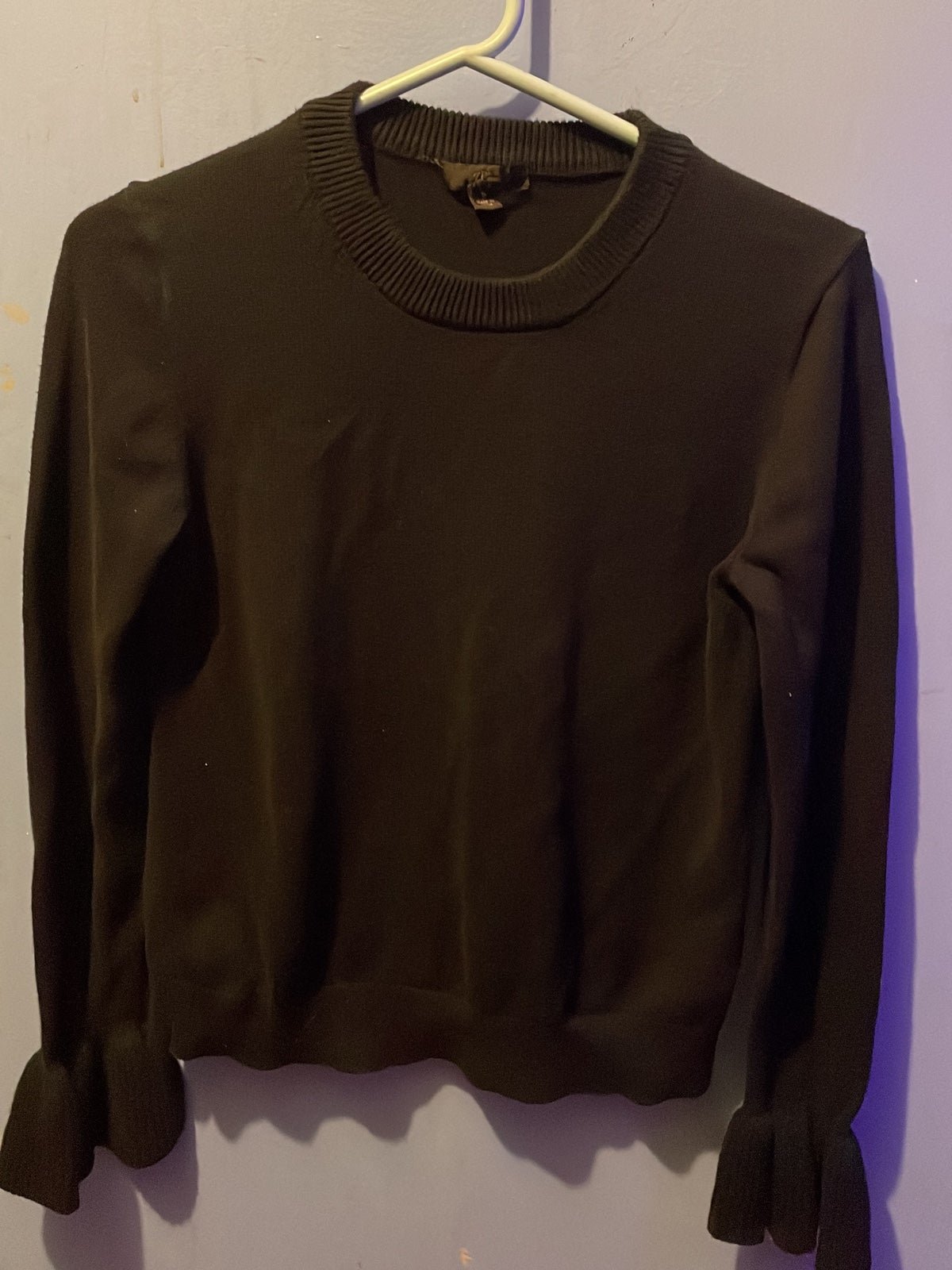 high discount j. crew black sweater flared sleeve ends 