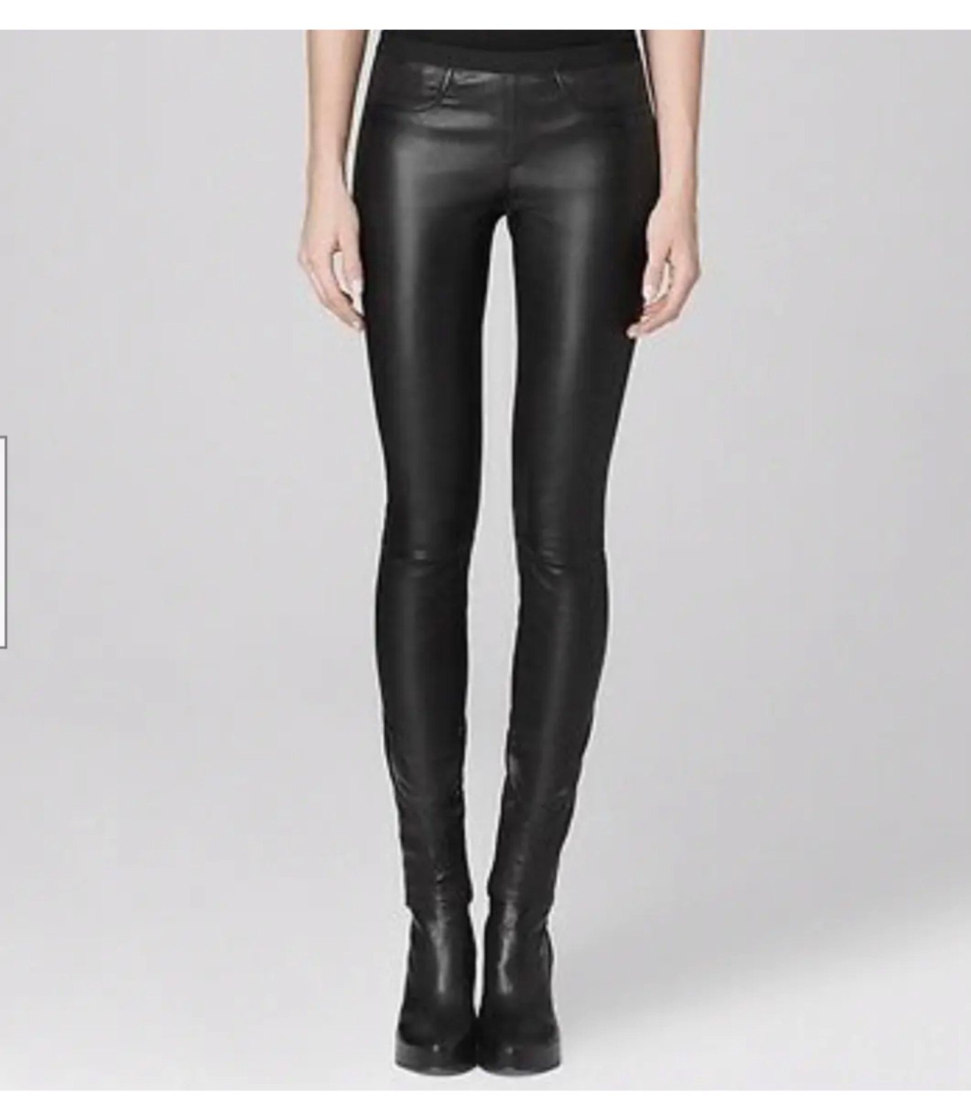 Cheap Helmut Lang Black 100% Leather Leggings Pants LTS