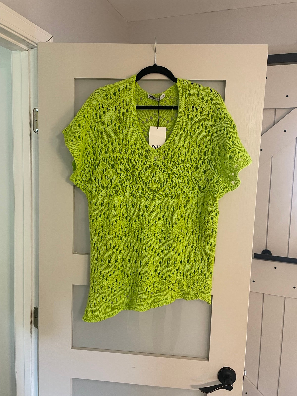 Exclusive Zara Lime Green Crocheted Top NWT Xs Small hB