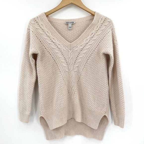 Discounted Autumn Cashmere Ivory Long Sleeve Cable Knit Pullover Small Relaxed Sweater gzvDgsyeW US Sale