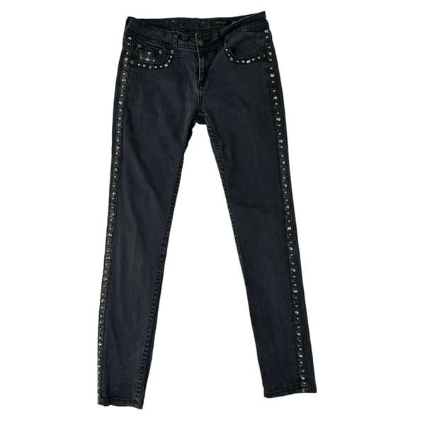 High quality Grace In LA Womens Size 27 Studded Embellished Biker Iron Cross Skinny Jeans kIwLkiMmP Cheap