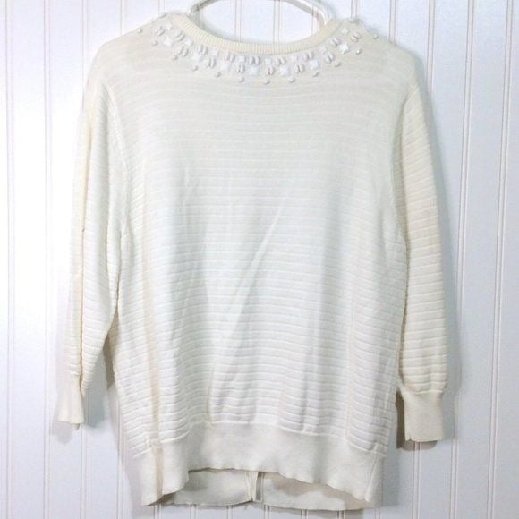big discount Talbots Ivory 3/4 Sleeve Beaded Knit Cardigan Sweater Size Extra Large XL Petite OAacxyImb Online Exclusive