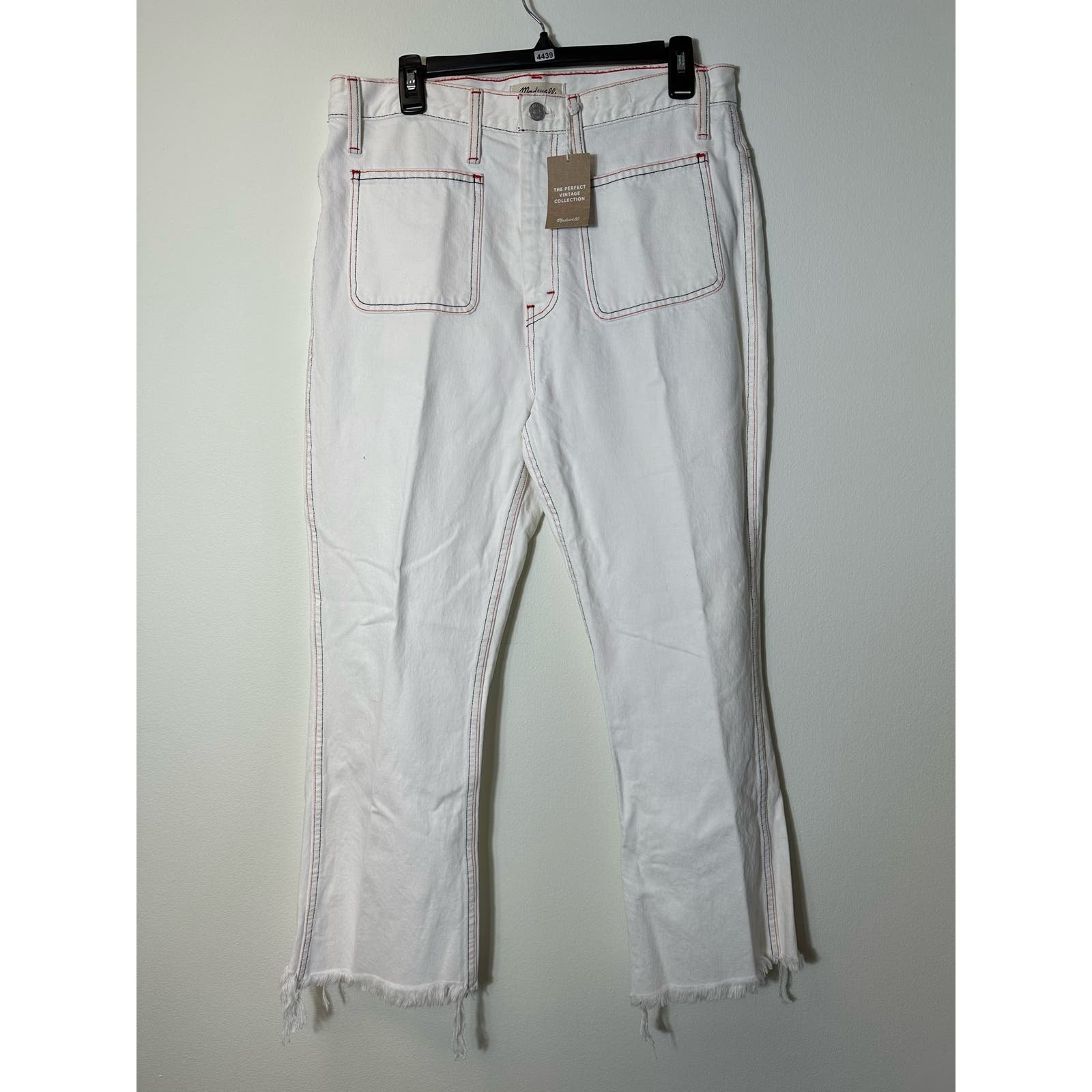 Simple NWT Madewell White Bootcut Cropped Frayed Hem Je
