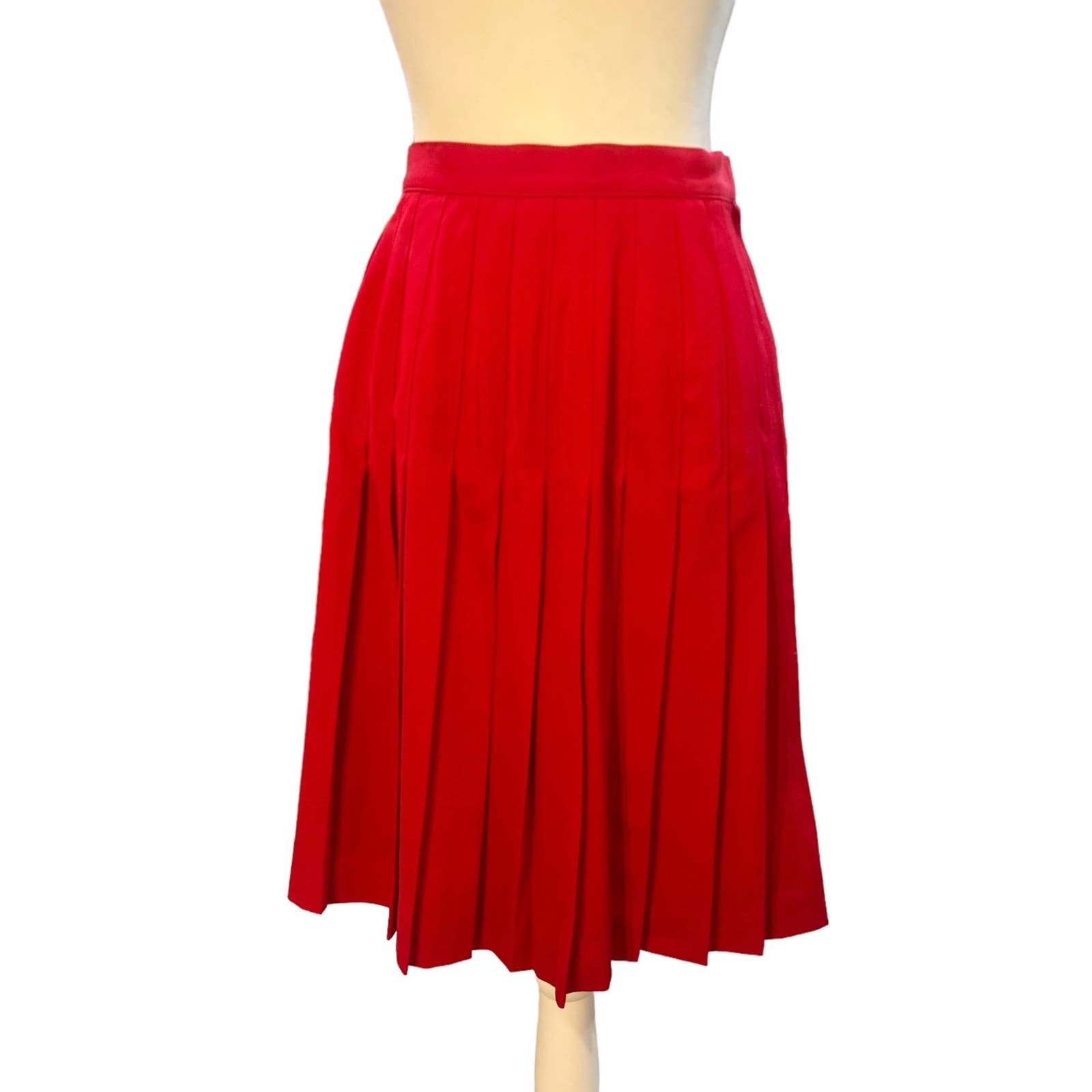 Classic VINTAGE Austin Reed Pleated Wool Red Midi Skirt
