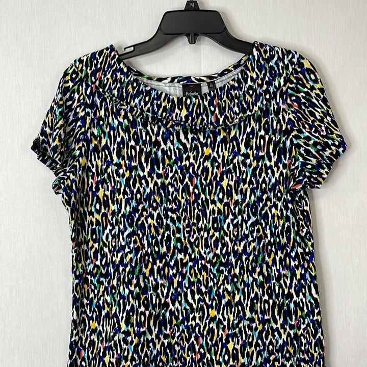 good price Rafaella Womens Multicolor Round Neck Short Sleeves Blouse Top Size Large kWaEocPE8 online store