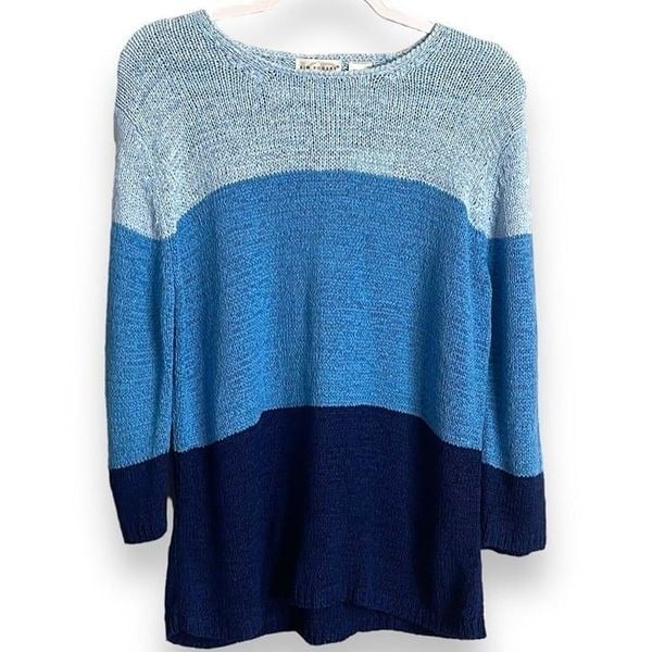 good price Kim Rogers Open Knit Sweater Women´s PXL Blue Colorblock Casual Long Sleeve NEW mrvvi8Rel online store