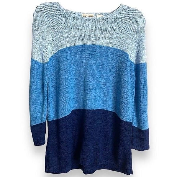 good price Kim Rogers Open Knit Sweater Women´s PXL Blue Colorblock Casual Long Sleeve NEW mrvvi8Rel online store