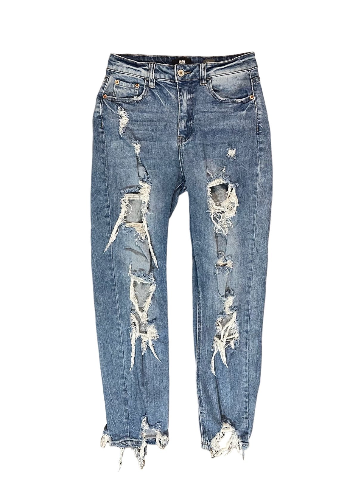 Comfortable I&M Black Label Premium Denim High Rise Mom Jeans Distressed Medium Wash Size 3 LbtnPmR58 Hot Sale