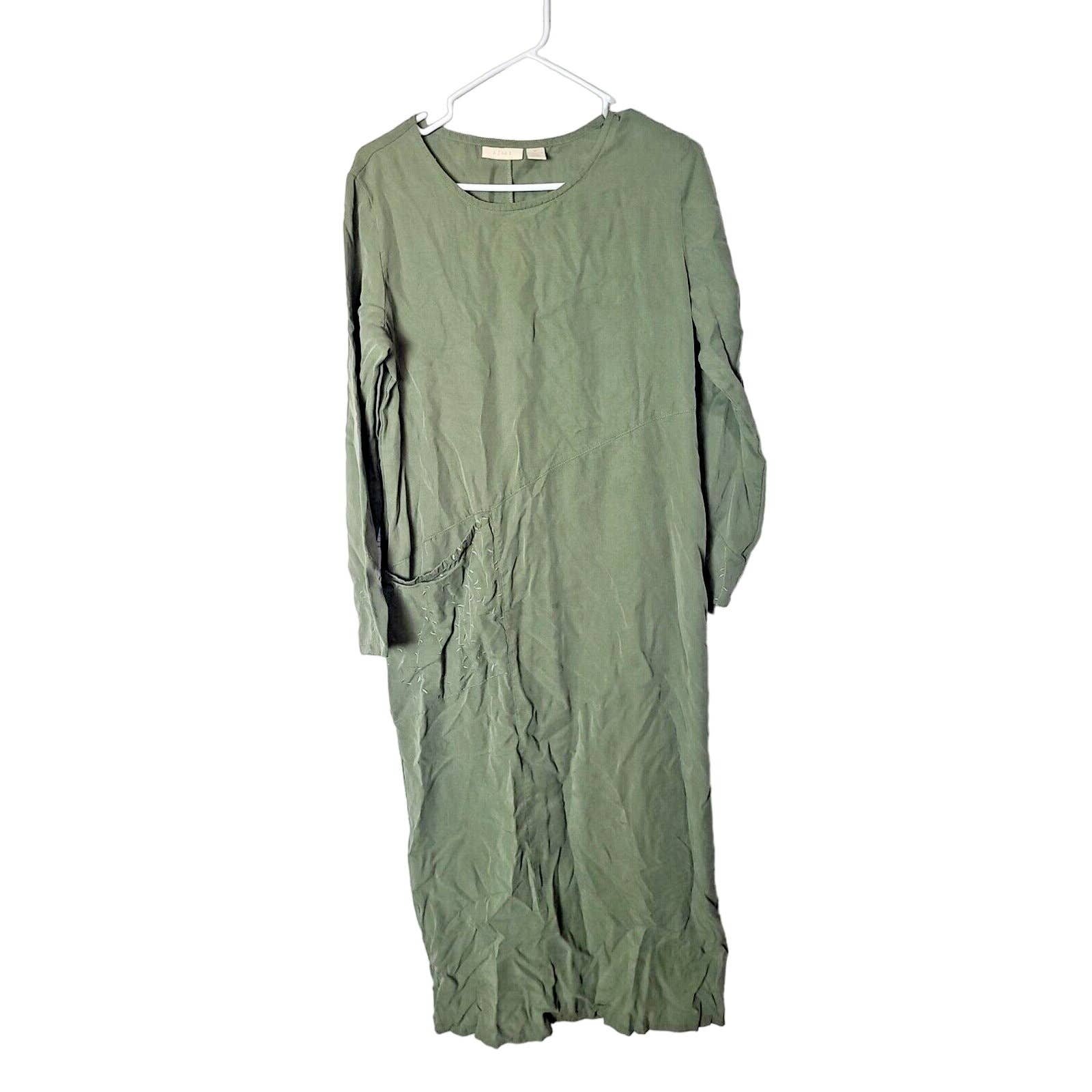 Wholesale price J. Jill Green Pocket 100% Tencel Long Sleeve Maxi Dress Womans Size Medium p98mPOa0q Discount