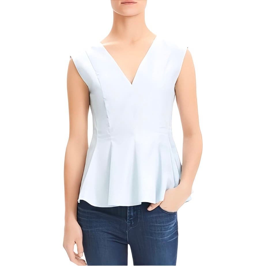 Perfect Theory Perfect Cotton Peplum Blouse in Blue Str
