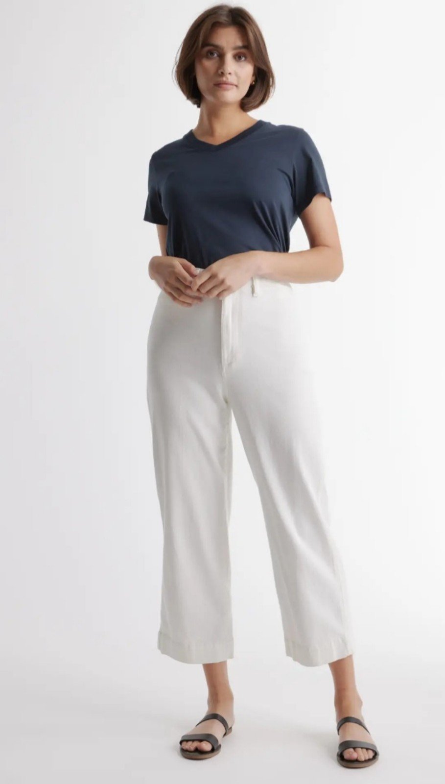Classic Womens Quince stretch cotton twill pants, ivory