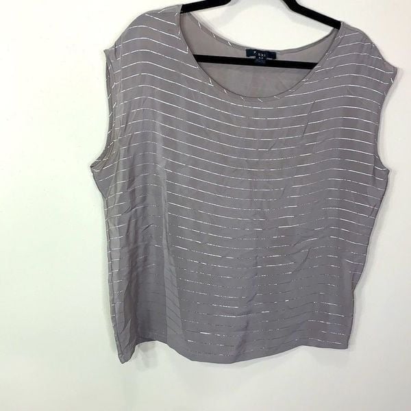 large selection Silk gray and silver stripe blouse size