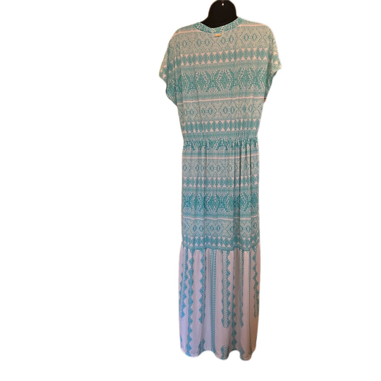 large discount CABANA LIFE Teal and White Button Up Maxi Dress - size XL GmIBUmt3g best sale