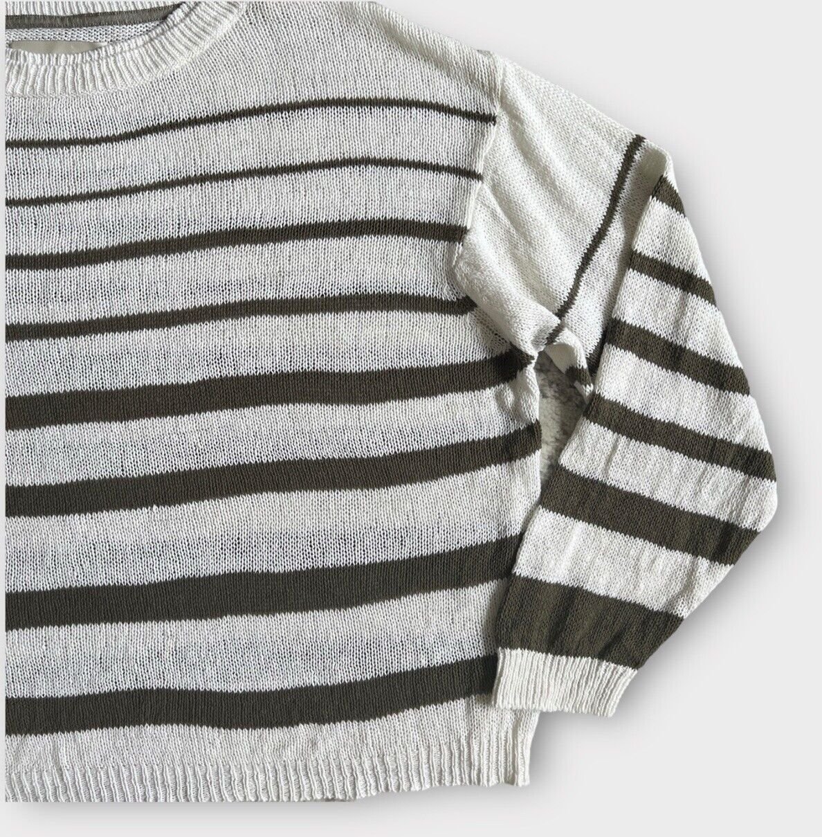 Popular Brochu Walker Reed Stripe Linen Sweater Salt White Size Large PpRb5n0TW Great