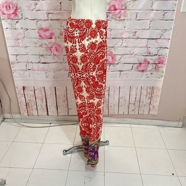 Stylish Zara red printed palazzo wide leg high waisted slip on pants size xl pRicbqaMi well sale