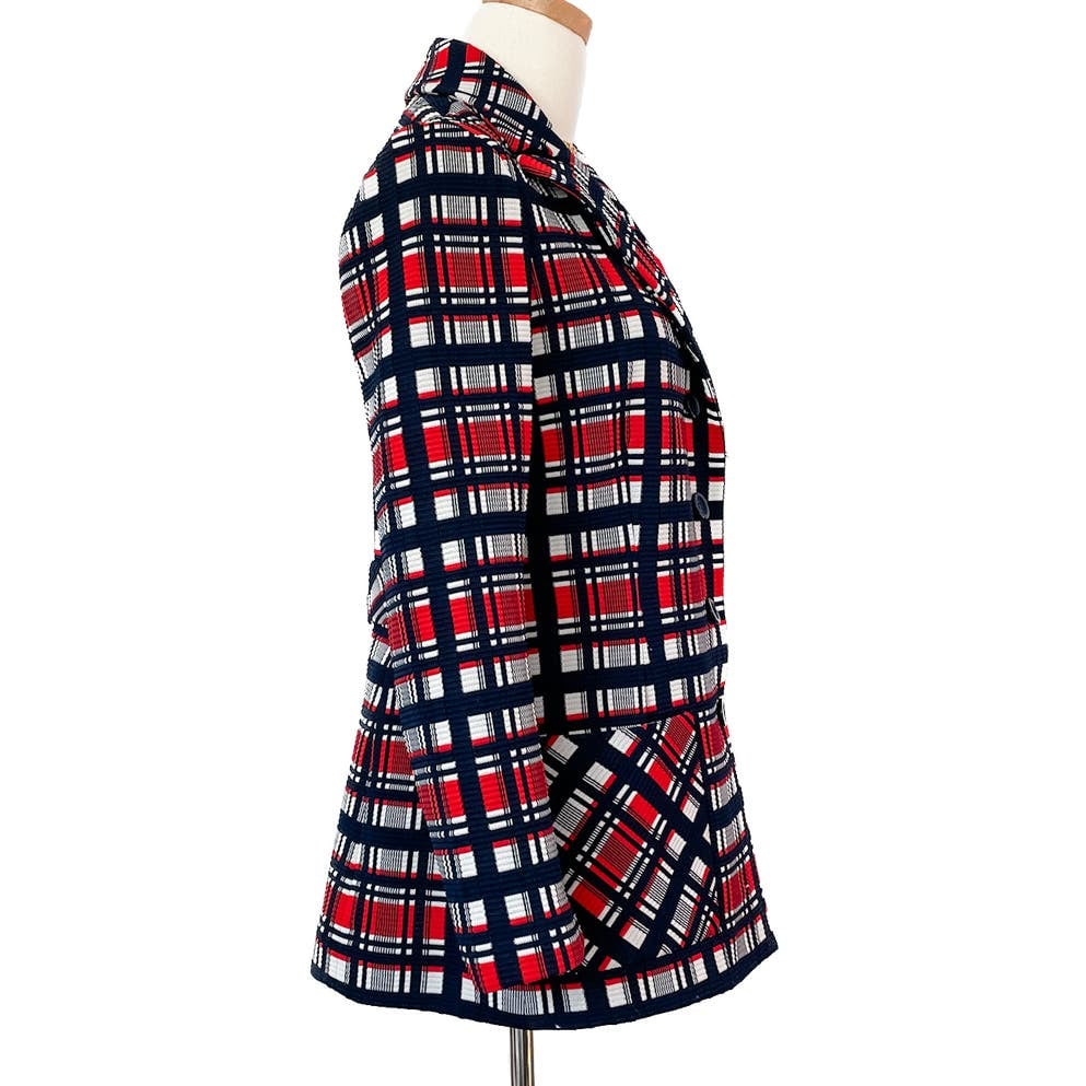 The Best Seller Vintage 70s woven plaid polyester all the way wide collar blazer jacket size S/M ni9yh4yI5 Counter Genuine 