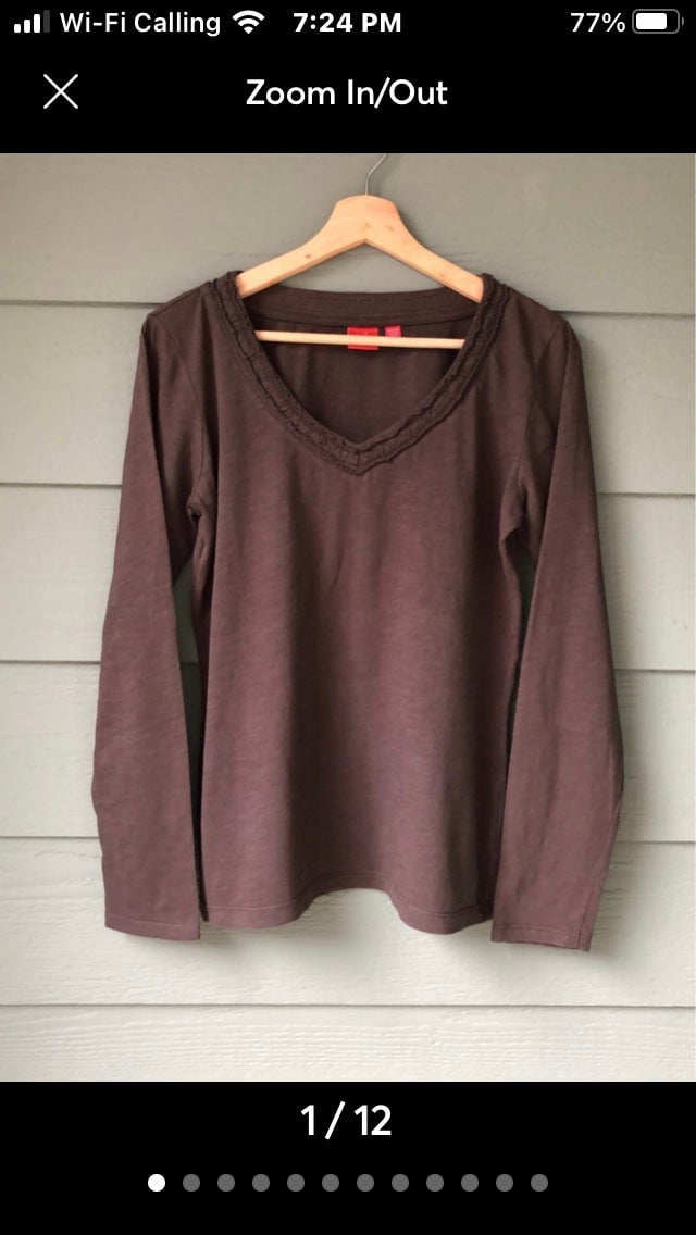 Nice Esprit Ruched V-Neck Long Sleeve Tee-Size L IdI5il