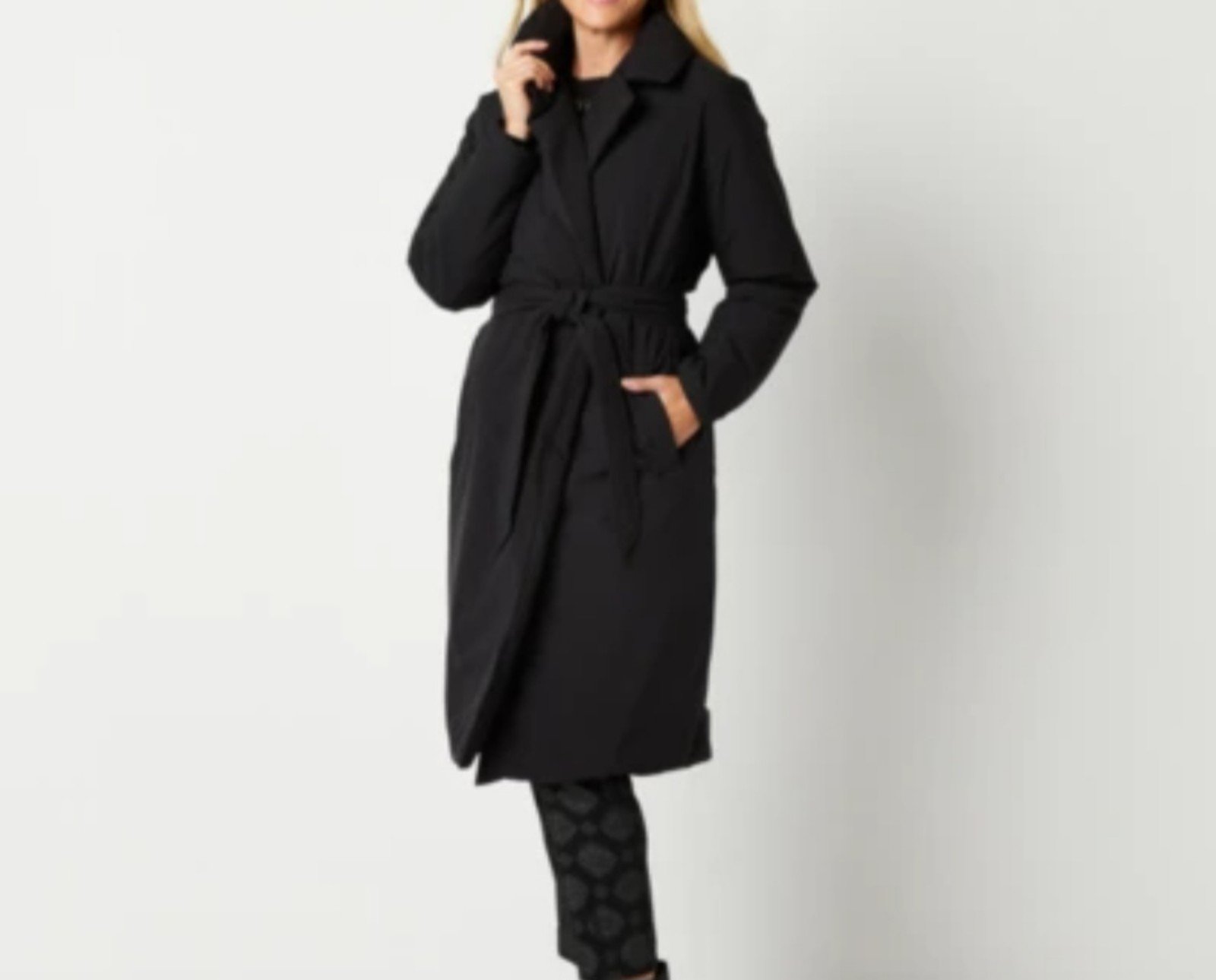 Fashion Liz Claiborne Womens Medium Puffy Belted Trench Coat Black jRwPehijx Low Price