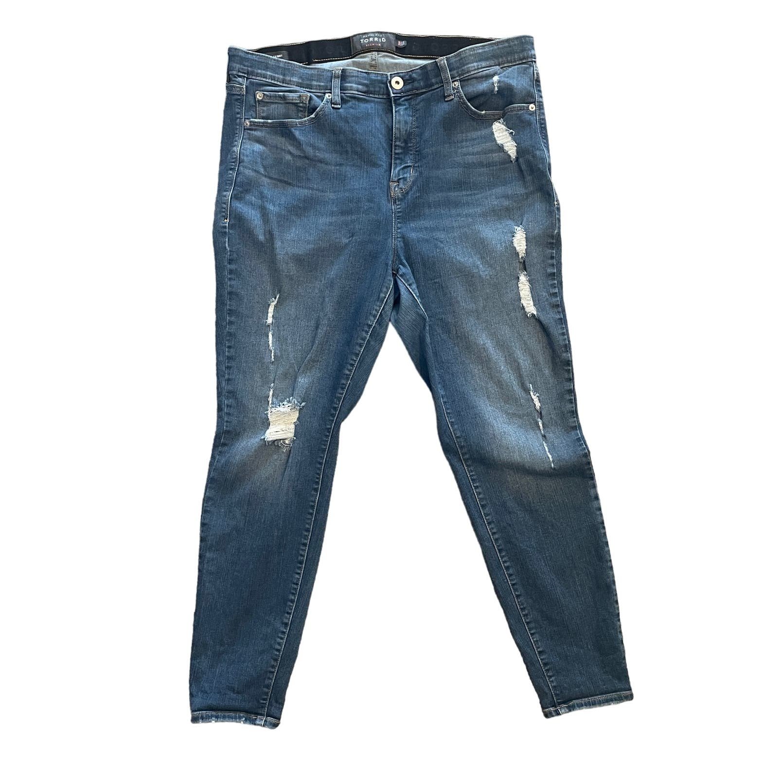 Gorgeous Torrid Women’s 20R Jeans Sky high Skinny Distressed Medium Wash Denim Pants H2oyuYT6T on sale
