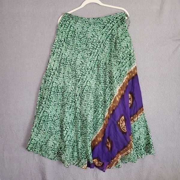 Simple The Territory Ahead Women´s Green Purple Cotton Midi Boho Faux Wrap Skirt Medium l5ECZRa5w hot sale