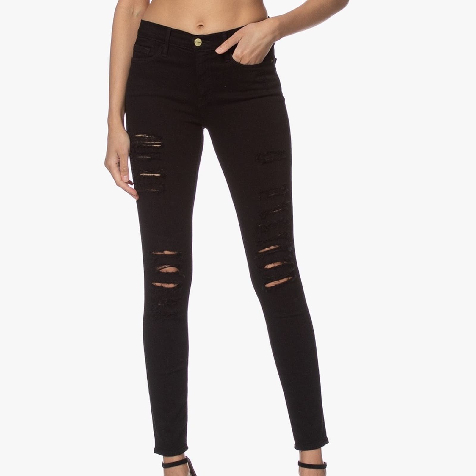 high discount FRAME Le Skinny De Jeanne Ripped Jeans N1