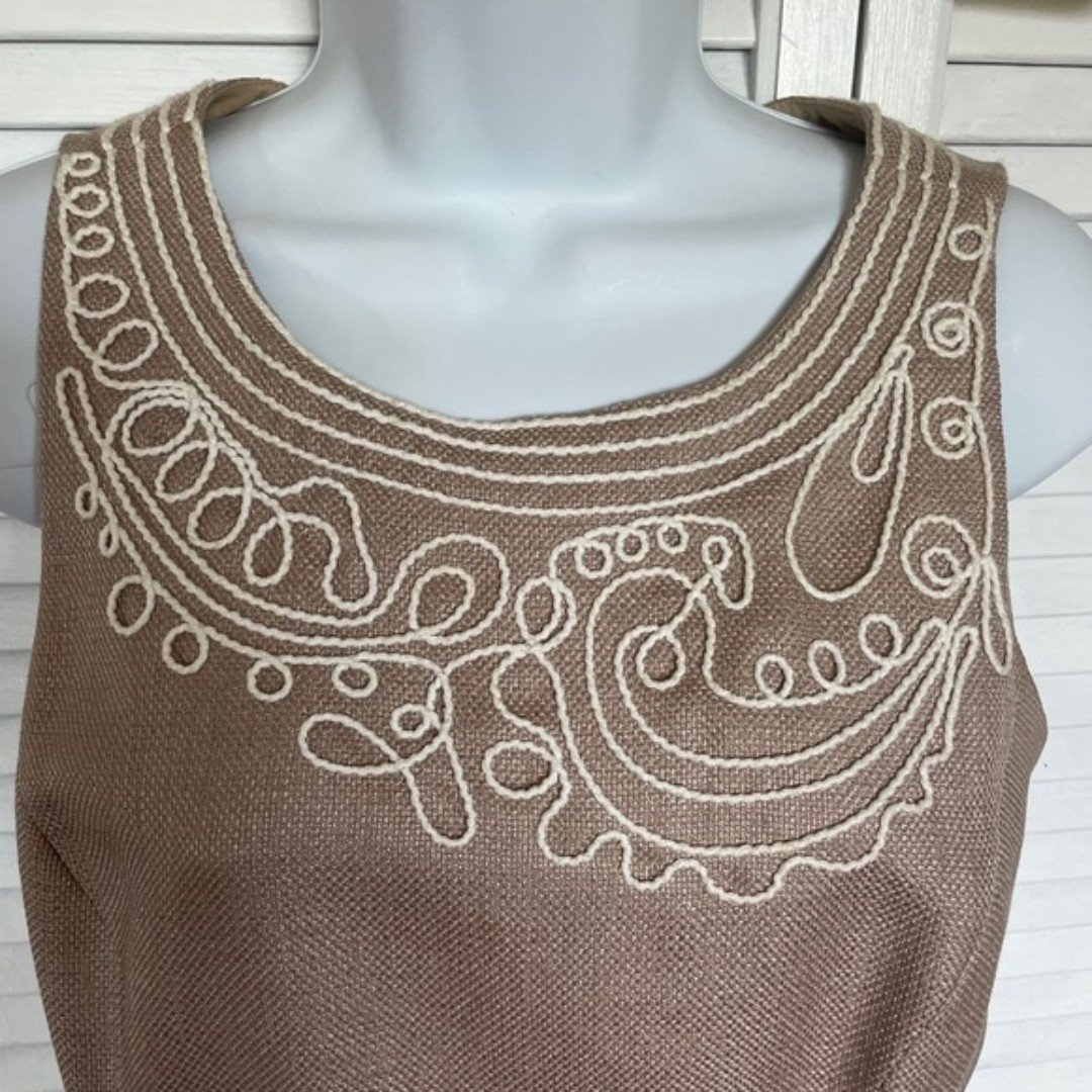 Cheap Anne Klein  A-line dress size 6 tan embroidered  sleeveless OzTYPtdmw outlet online shop