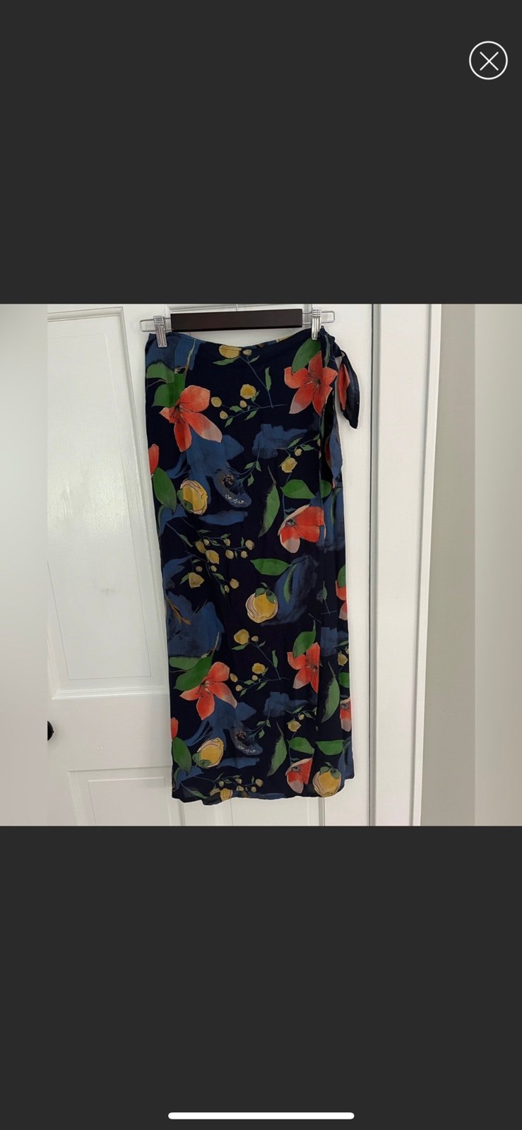 floor price Wrap Skirt Made in Italy Navy Blue Vibrant Floral Pattern Maxi size Large mt0GDTHIJ Cheap