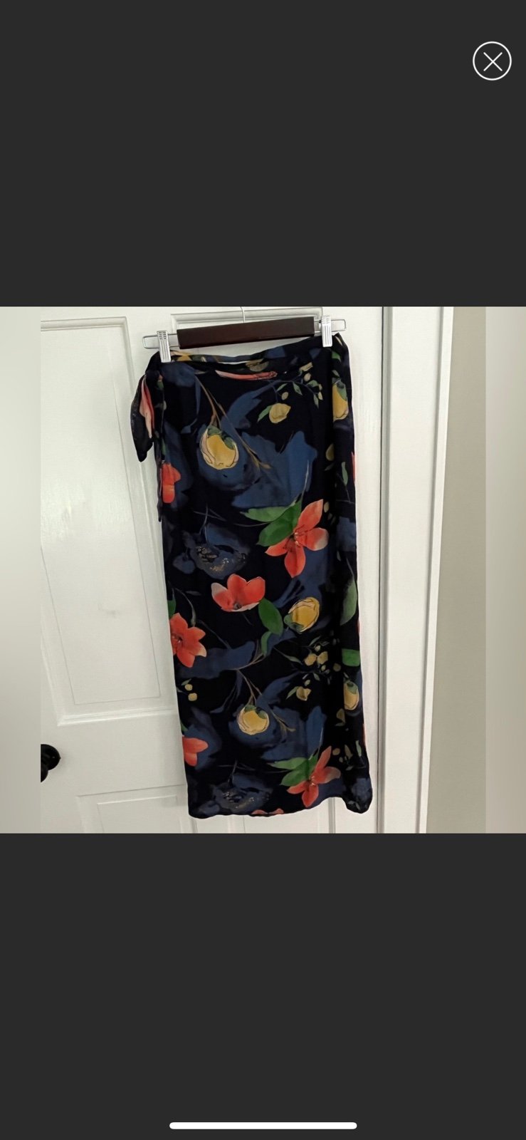 floor price Wrap Skirt Made in Italy Navy Blue Vibrant Floral Pattern Maxi size Large mt0GDTHIJ Cheap