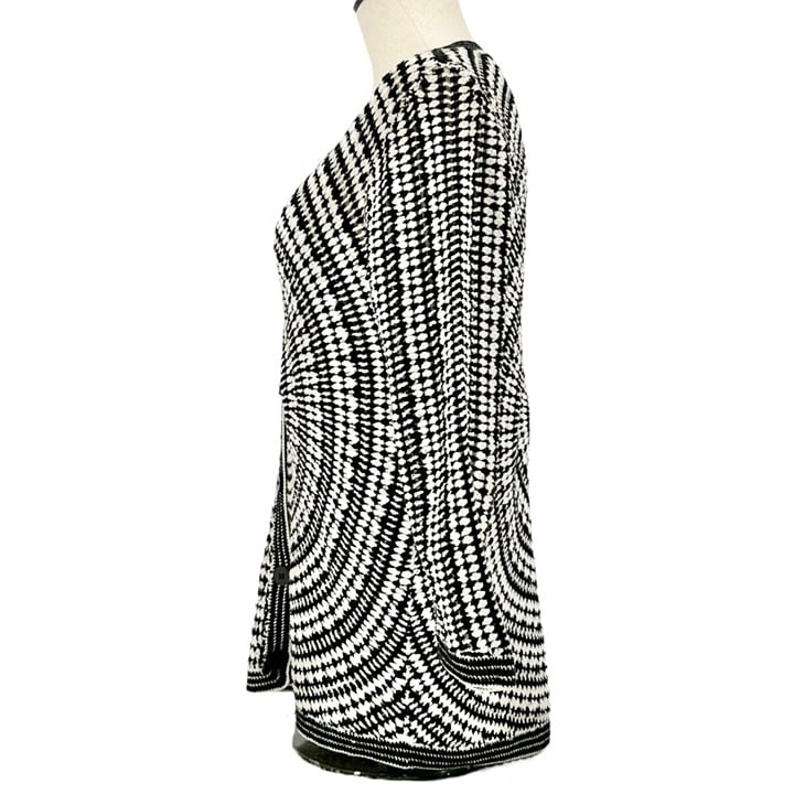 high discount Nicole Miller Cardigan Sweater Womens Large Black and White Button Down LS #5378 p2byXboLM Discount