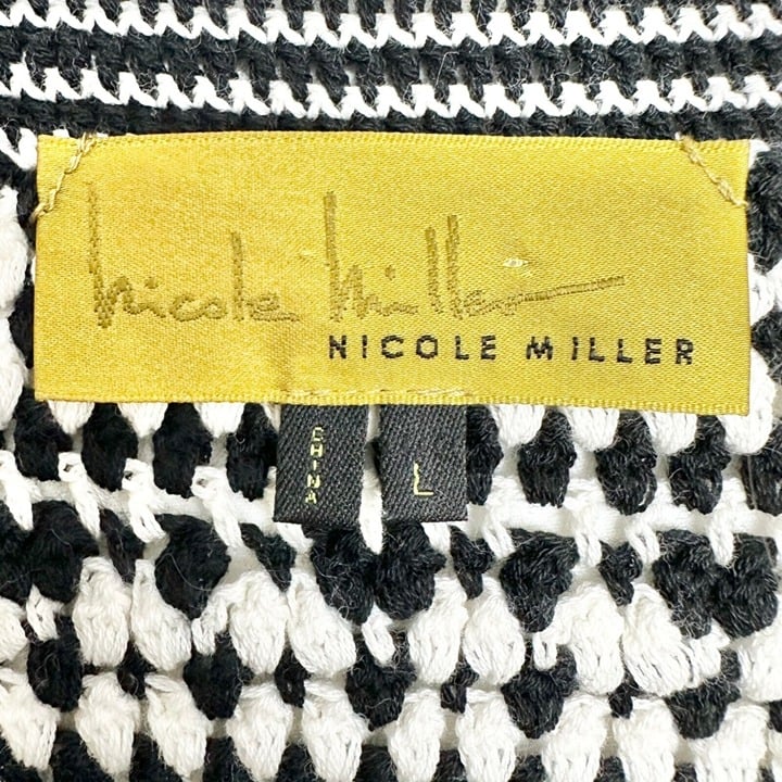 high discount Nicole Miller Cardigan Sweater Womens Large Black and White Button Down LS #5378 p2byXboLM Discount