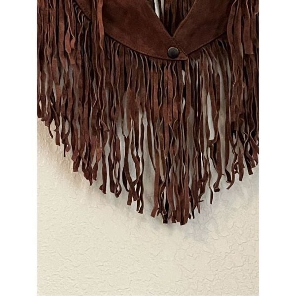 Gorgeous Vintage Chasser  Leather Fringe Poncho Vest Wrap Western Style Brown Osfm MC45APSFT Buying Cheap
