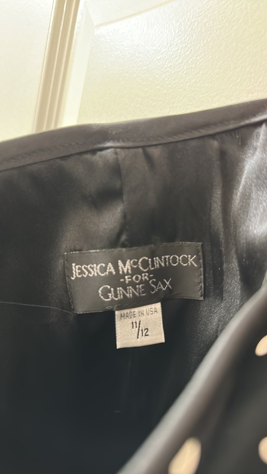 High quality Jessica McClintock Strapless Black Satin Dress 11/12 Polka Dot Retro Rockabilly m5CkitKjo Outlet Store