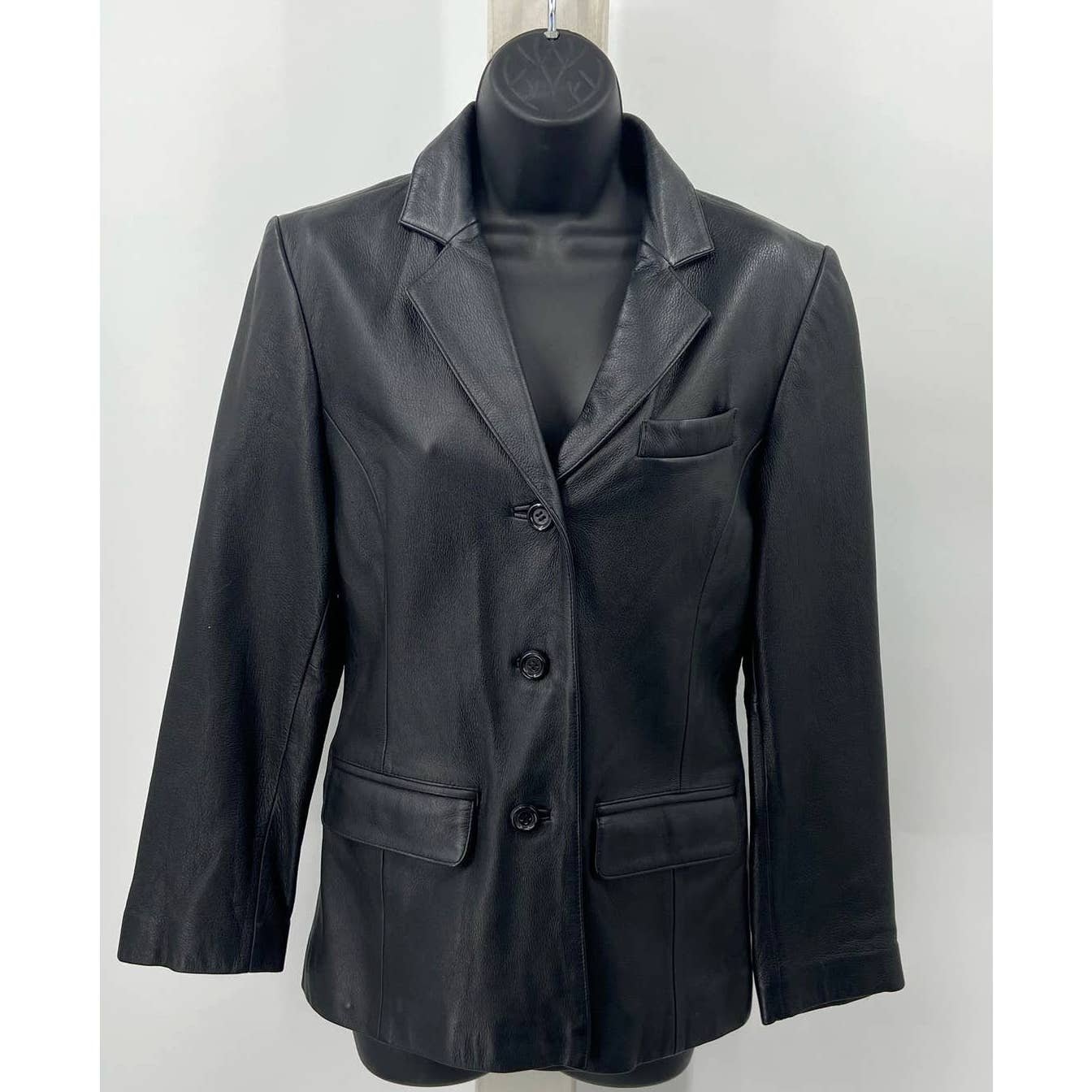 Special offer  Black Vintage Genuine Leather 3 Button Jacket- Blazer OUFEKBY3h outlet online shop