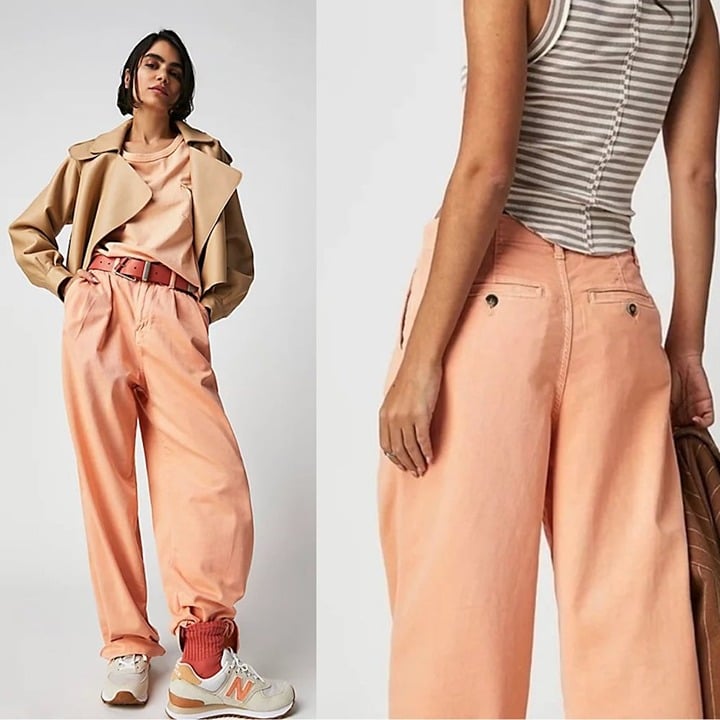 Buy New Free People Addy Chino Coral Orange Pants Size 