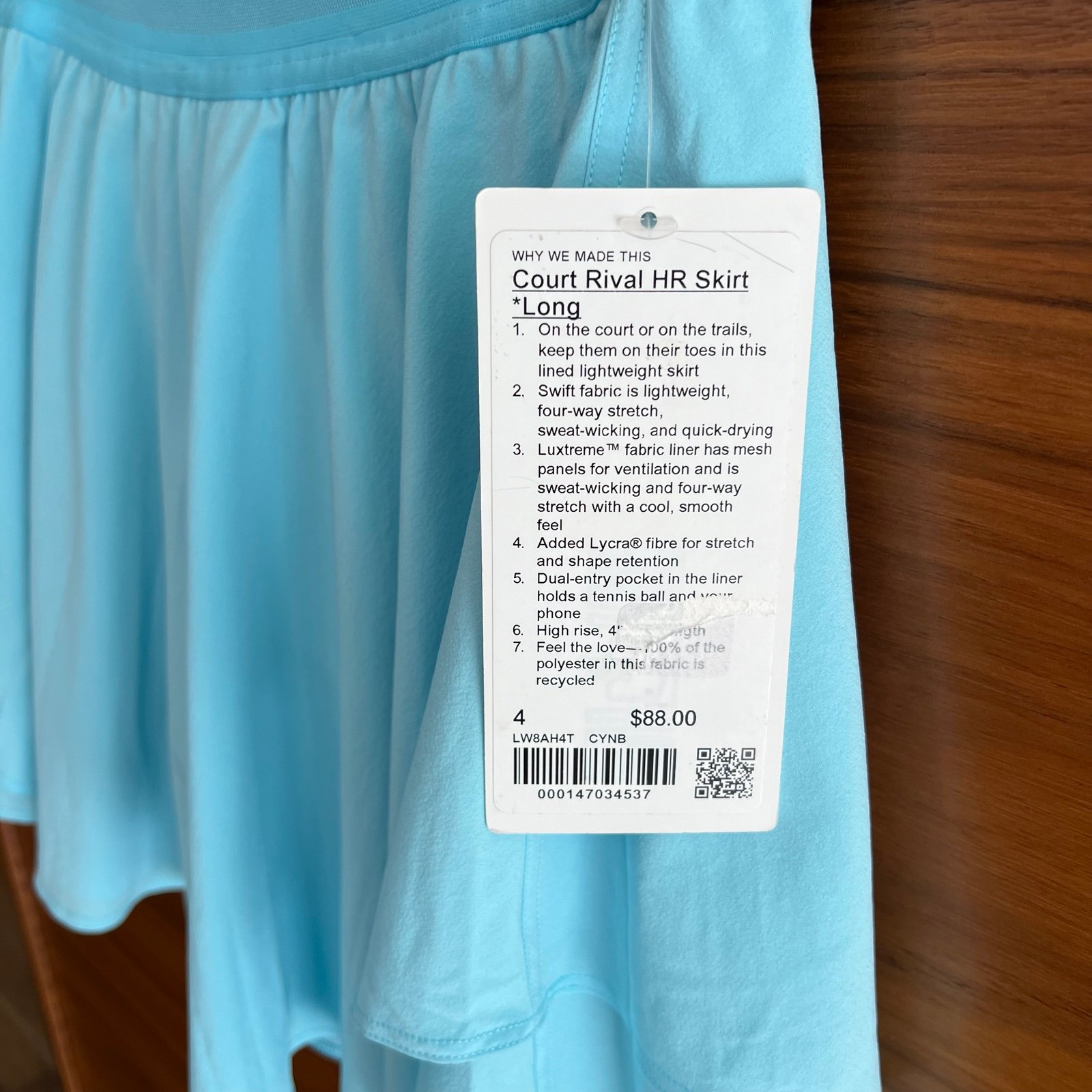 Special offer  NWT Lululemon Court Rival High-Rise Skirt Long Cyan Blue 4 myTZlSTPj Cool