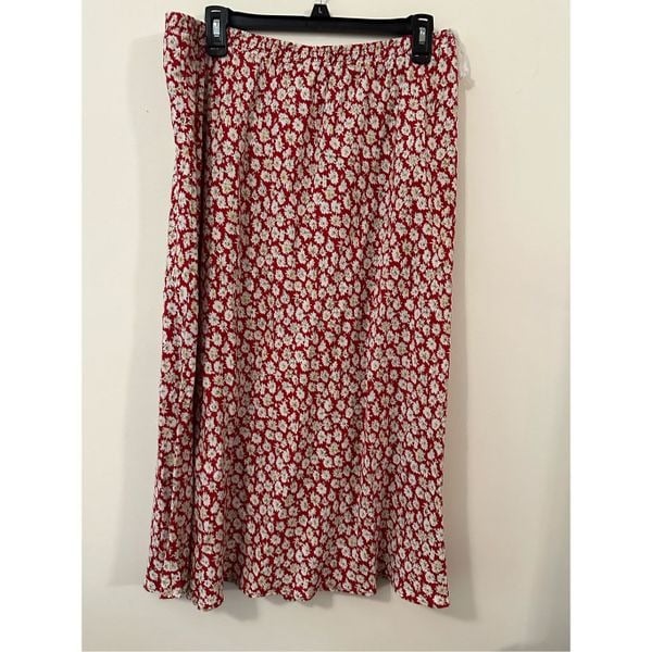 Exclusive Vintage Coldwater Creek Red Floral Midi skirt