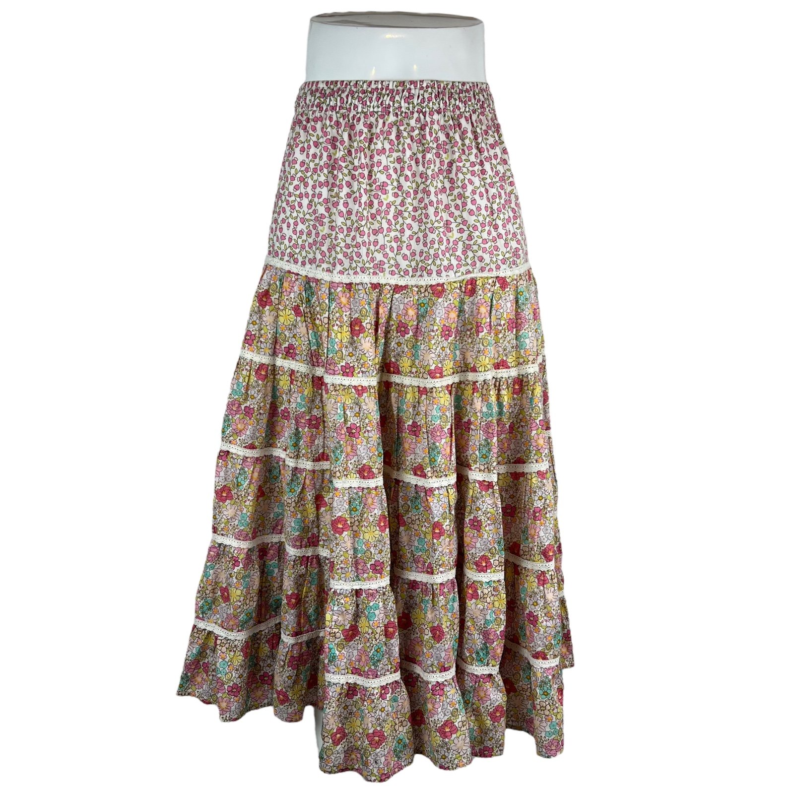 Popular Jasika Ruffle Maxi Skirt Tiered Floral Elastic 