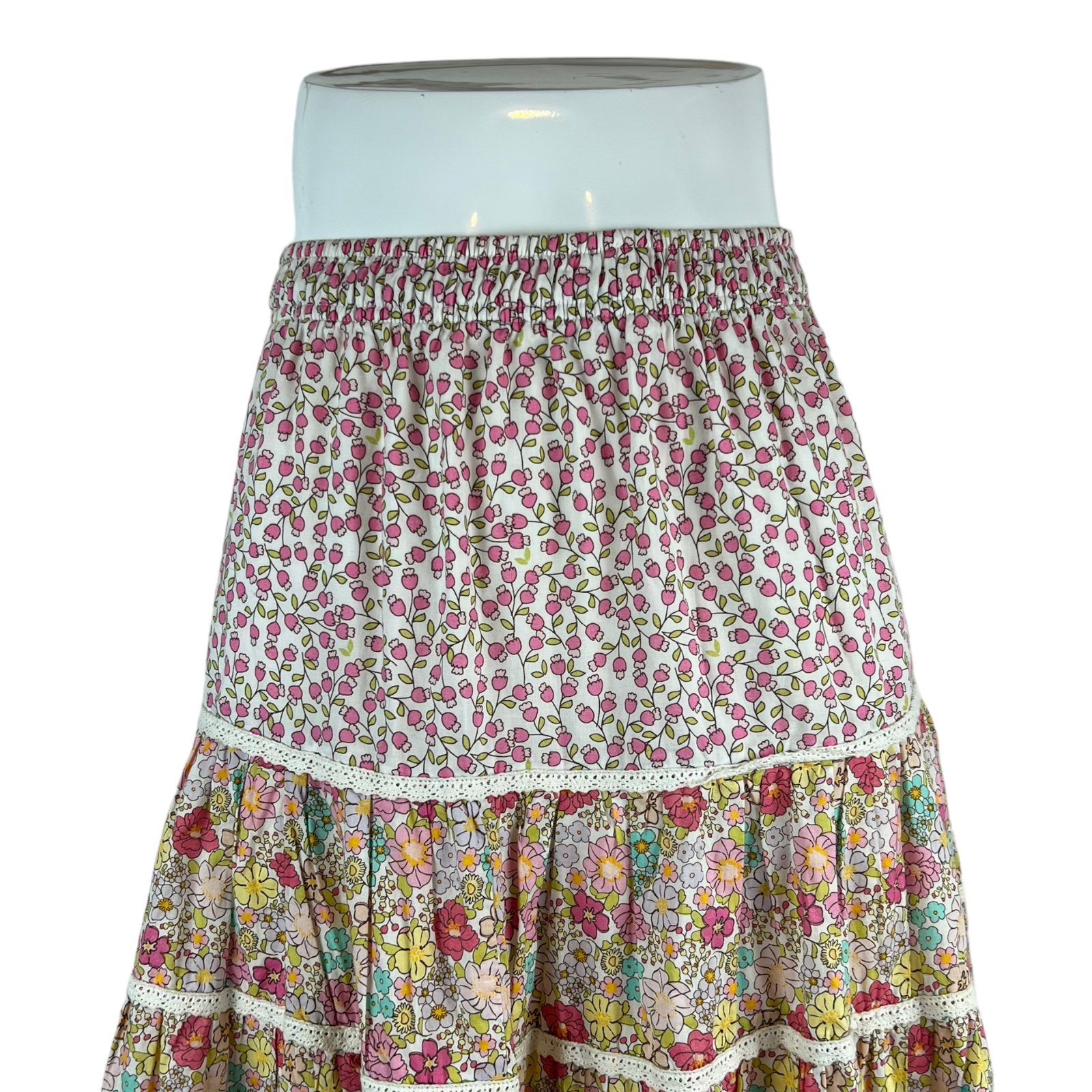 Popular Jasika Ruffle Maxi Skirt Tiered Floral Elastic Waist Fairy Boho Cottage Sz 32 prfNEFx7i Online Shop