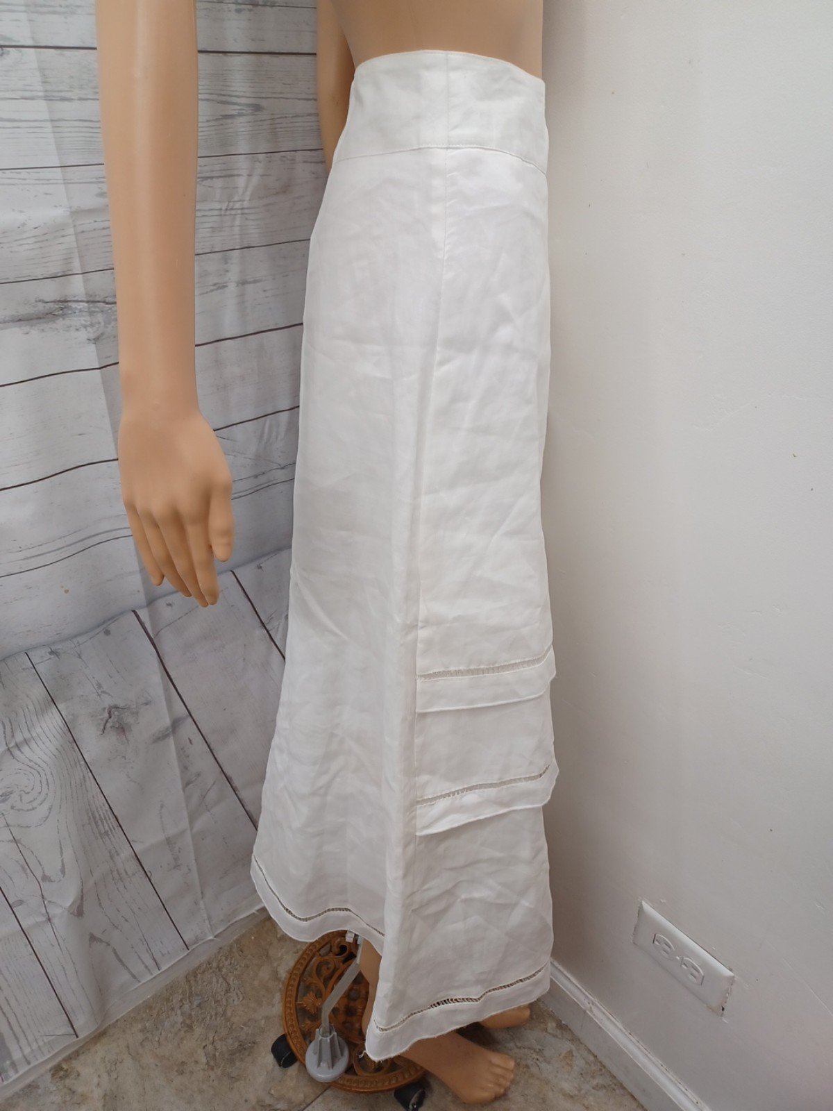 large discount Vtg Gasolino Plus Sz L 100% Linen White Maxi Skirt A-Line NWT $99.99 kCSxobVXR Counter Genuine 