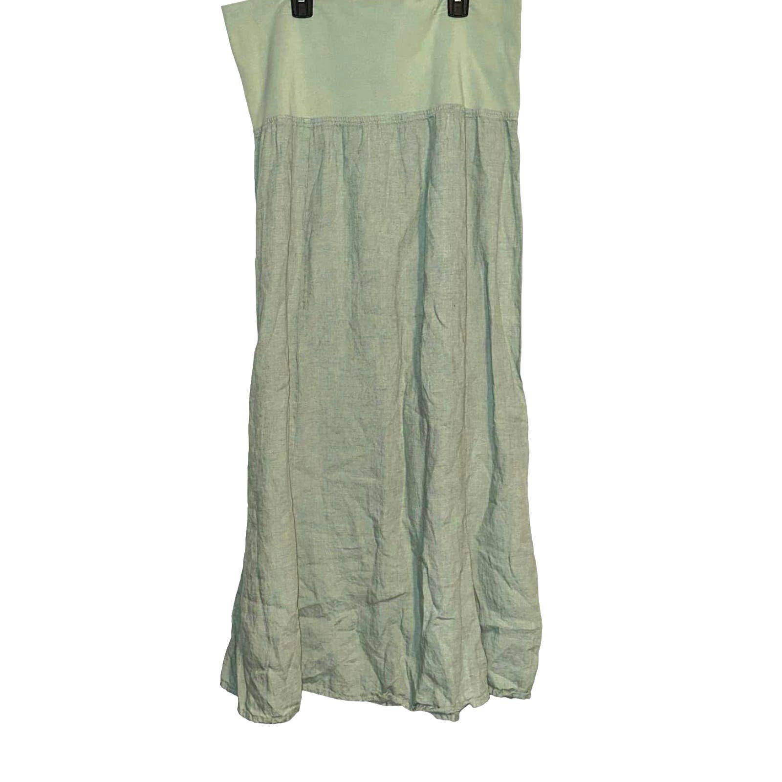 Nice Flax Linen Maxi Skirt Light Green Size Large PUll 