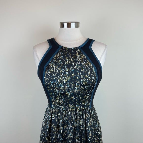 Custom Rebecca Taylor Navy Blue Yellow Geometric Dress Women Size 2 JUIbUzVIC Cool