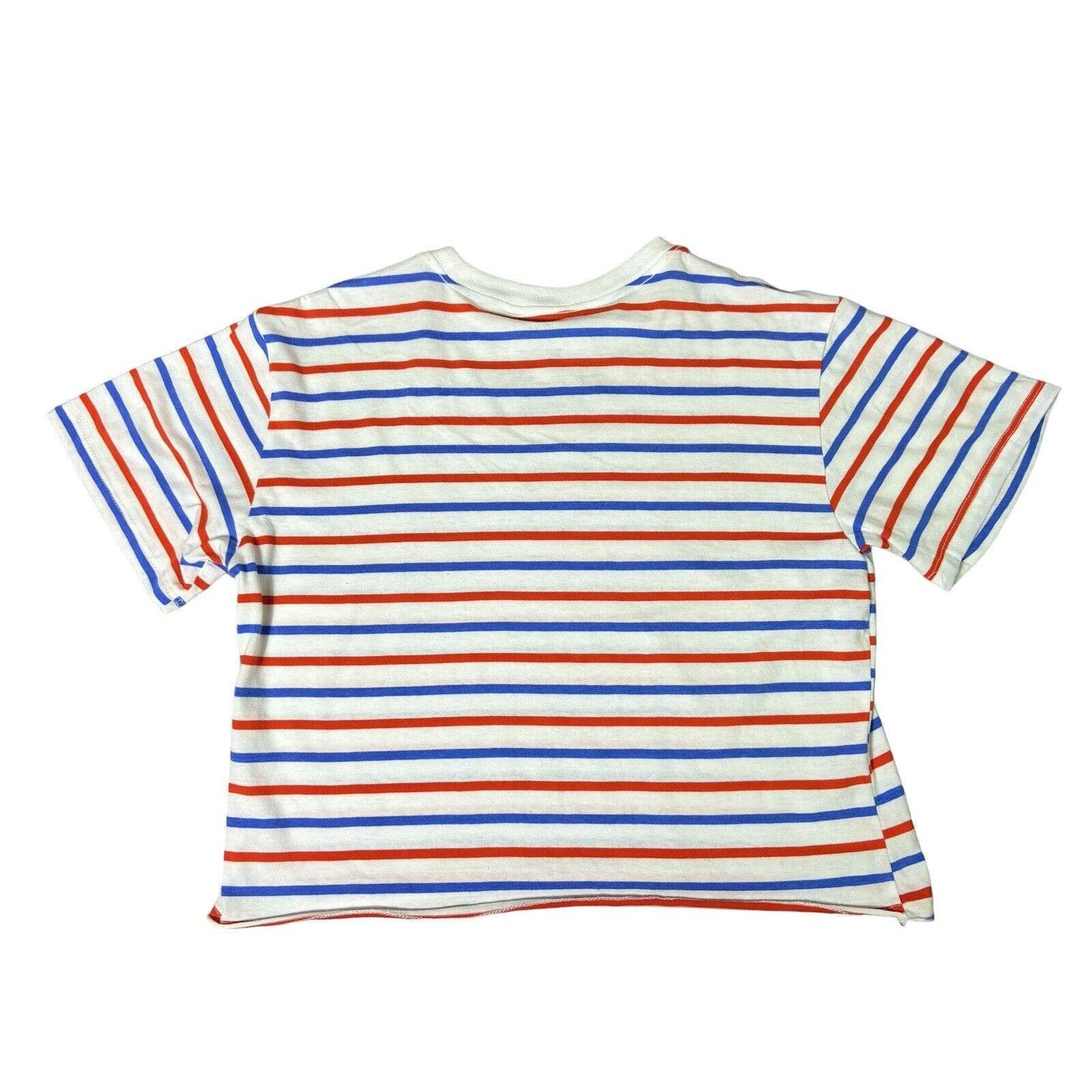 where to buy  Mighty Fine Striped USA Graphic Women´s Crop Top Red & Blue Stripes Size Large hVgygH2D1 Novel 